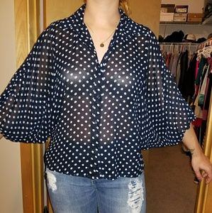 $$PRICE DROP$$Sheer polka dot button up shirt