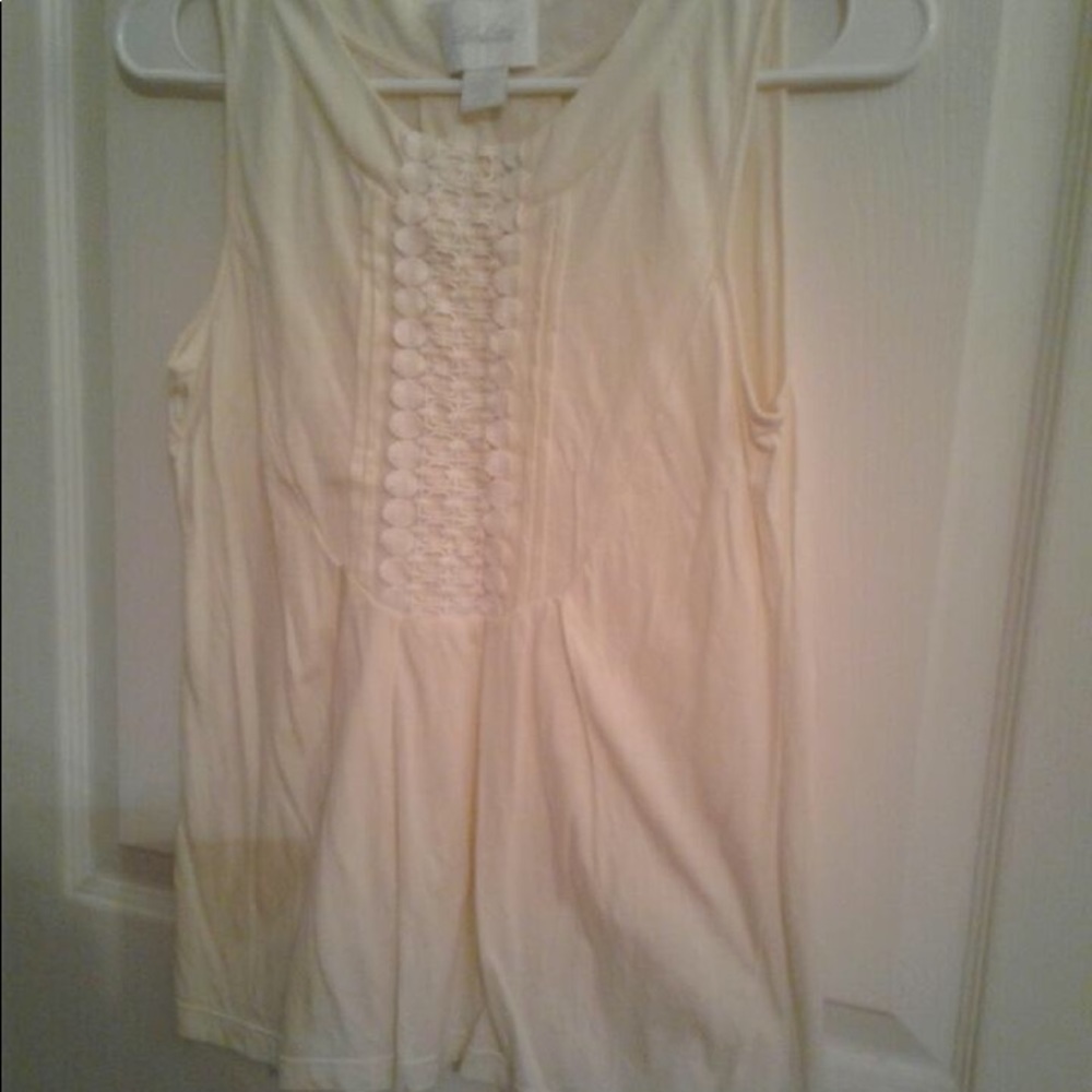 Anthropology light yellow sleeveless t-shirt