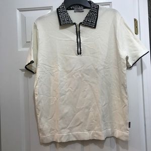 Versace Class Black Collared Zip Up Sweater Shirt