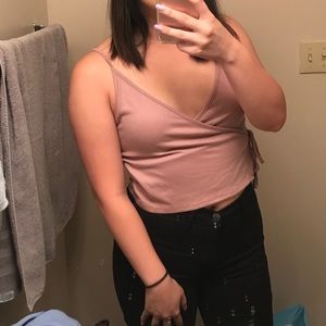 Dusty Pink Wrap Crop Top