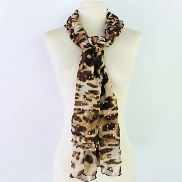 🤎 Sheer Animal Print Scarf #hundredsofscarves - Picture 1 of 5