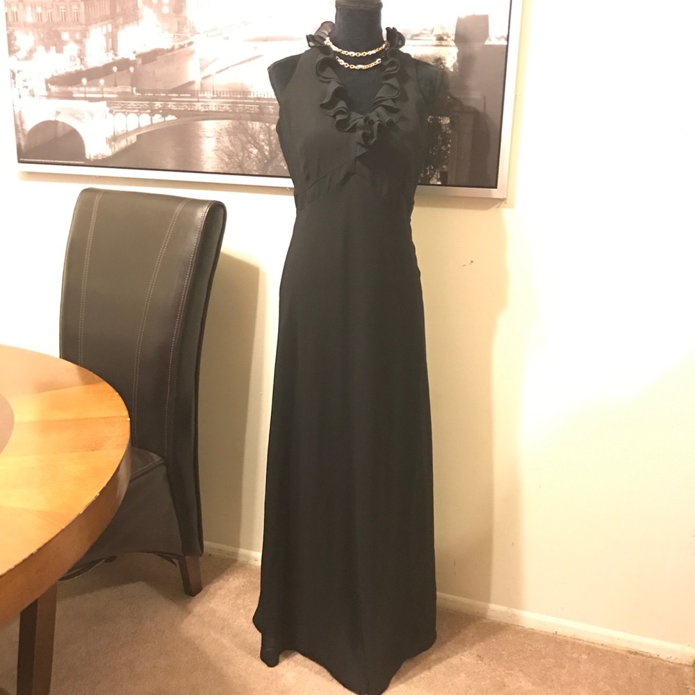 Floor length & ruffles black dress by J.S. Edward