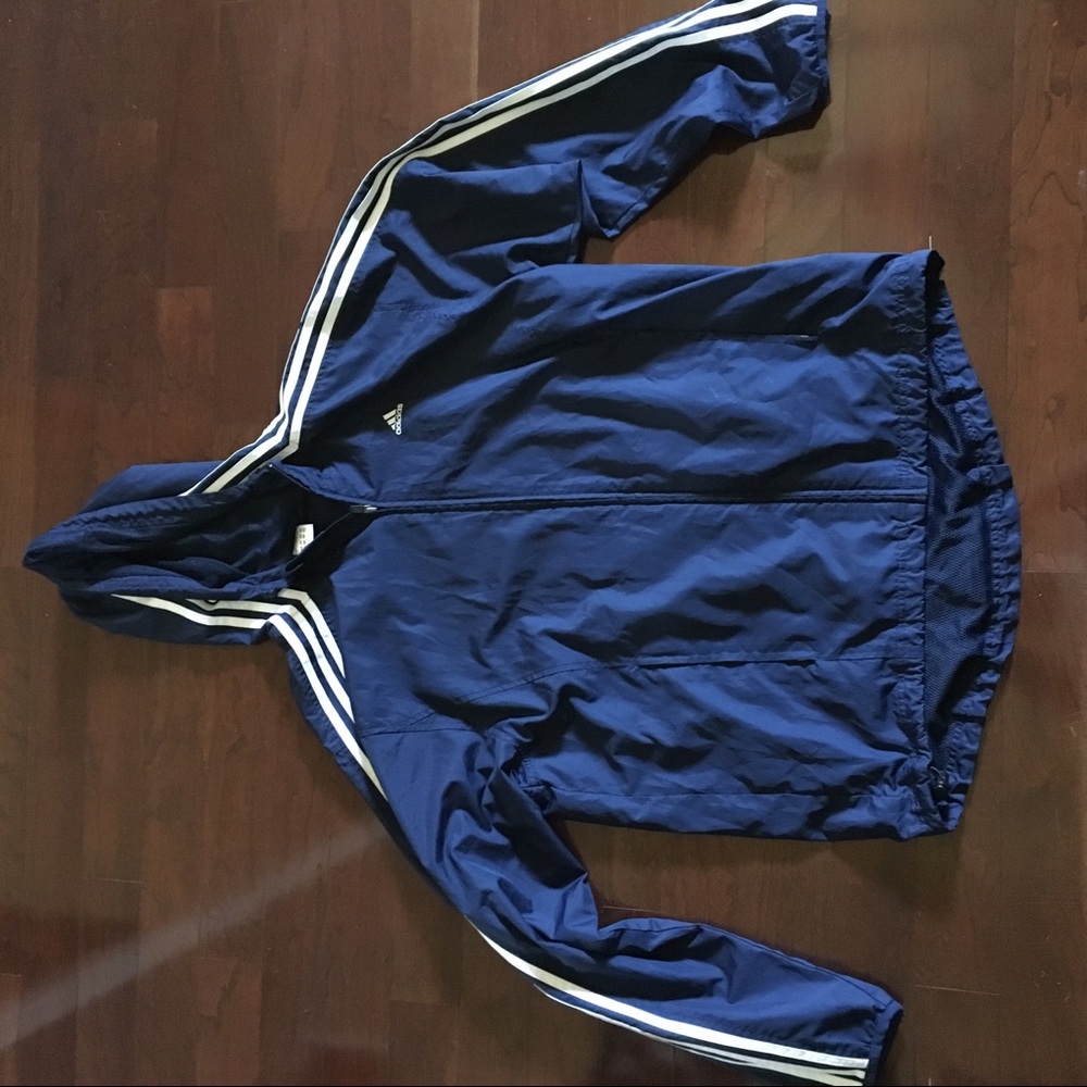 Adidas windbreaker with hood.