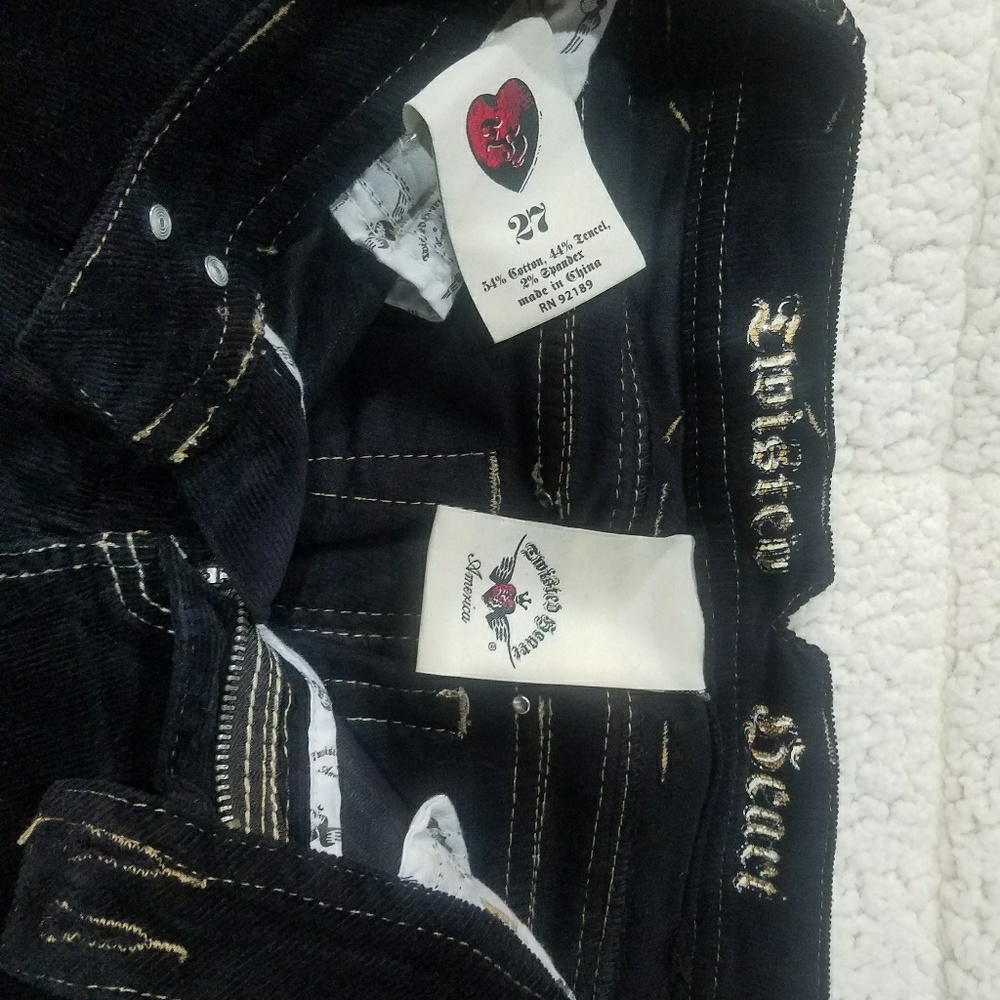Twisted Heart size 27 black corduroy jeans