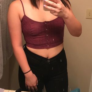 Kendall & Kylie Button Front Crop Top