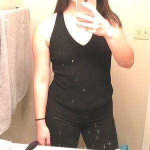 Black Ribbed Tank Top