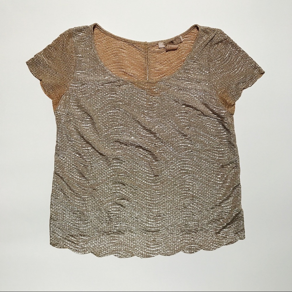 Forever 21 Gold Shiny Wave Top