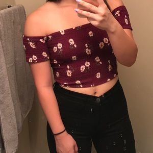 Smocked Floral Print Crop Top