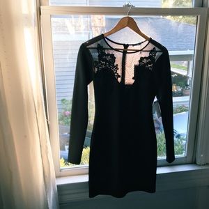 Missguided Longsleeve Lace Little Black Dress