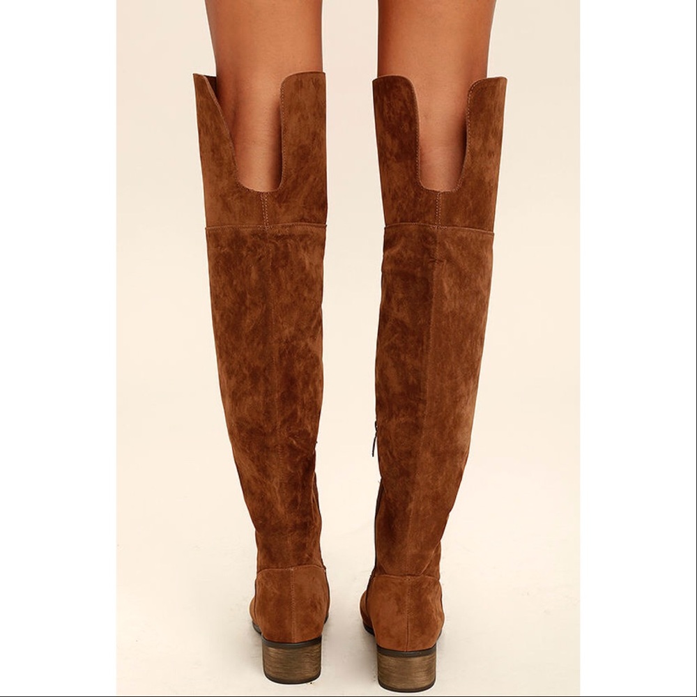 Tan Suede Over The Knee Boots - Picture 2 of 7