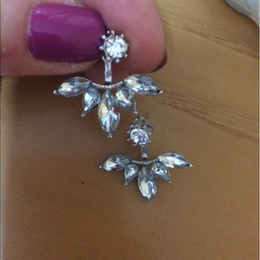 Leaf Crystals Double-Sided Holiday Dress Earrings - Picture 7 of 8