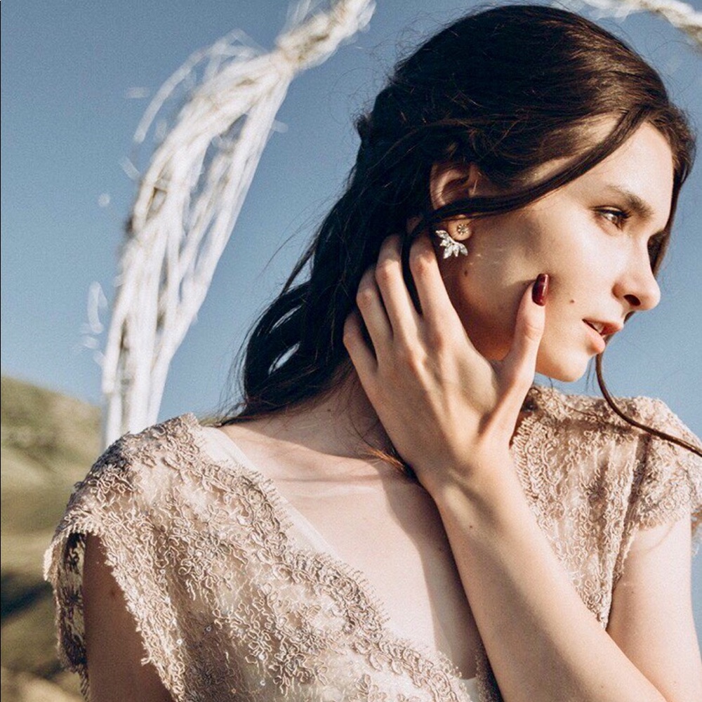 Leaf Crystals Double-Sided Holiday Dress Earrings - Picture 8 of 8