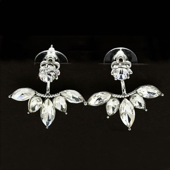 Leaf Crystals Double-Sided Holiday Dress Earrings - Picture 5 of 8