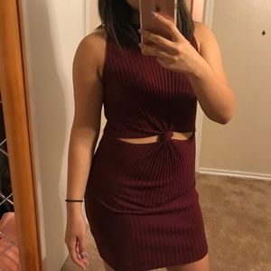 Ribbed Front Tie Dress