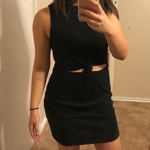 Ribbed Front Tie Dress