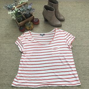 Michael Stars Orange and Cream Striped Shirt