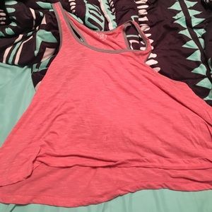 pink and grey cropped tank top