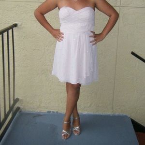 Baby pink Express semi formal dress, silver flower