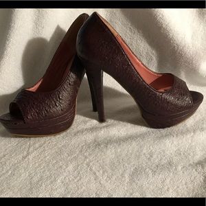 Dark Brown Peep Toe Shoes