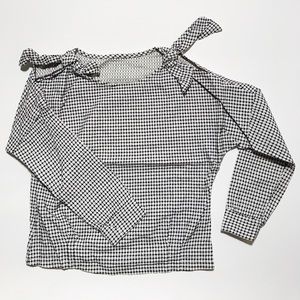 Black and White Pattern Shoulder Knots / Bows Top