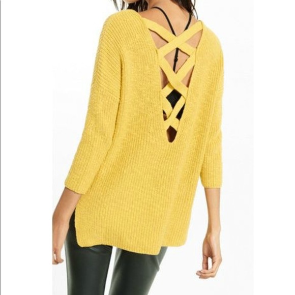 Express Sweaters - EXPRESS V neck oversized crossback mustard sweater