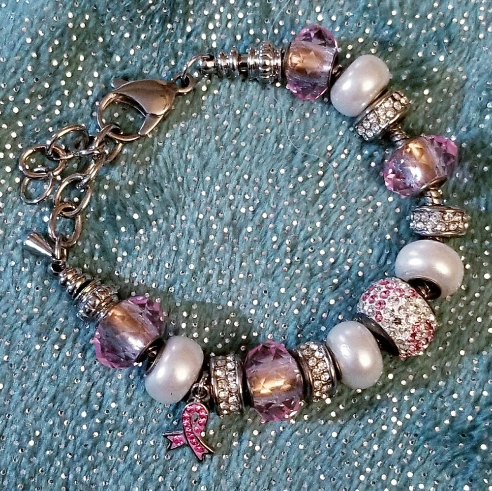 Bella Perlina breast cancer charm bracelet