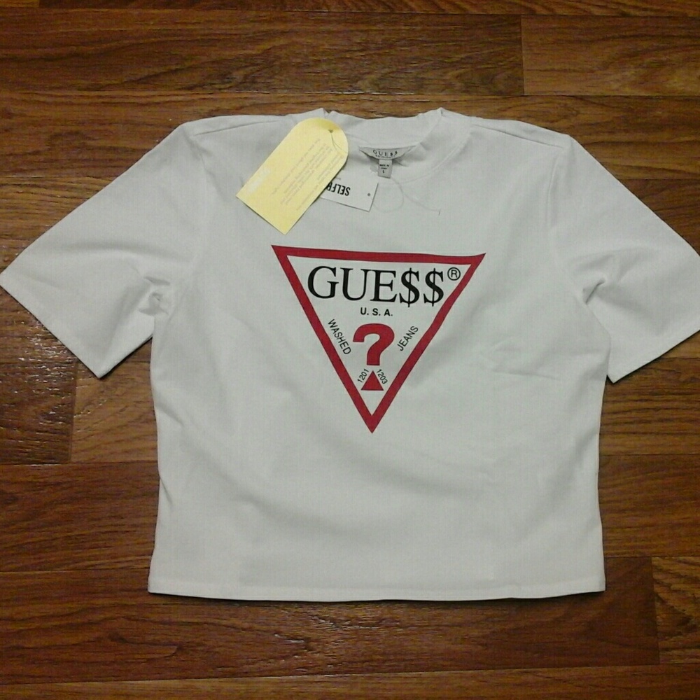 Guess x A$ap white oversized logo crop top large
