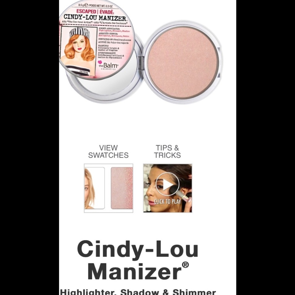 Brand new TheBalm Cindy Lou manizer