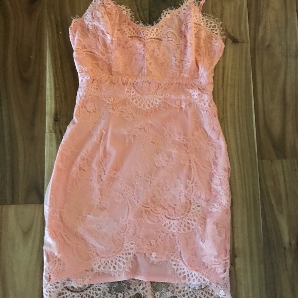 Peach lace mini dress