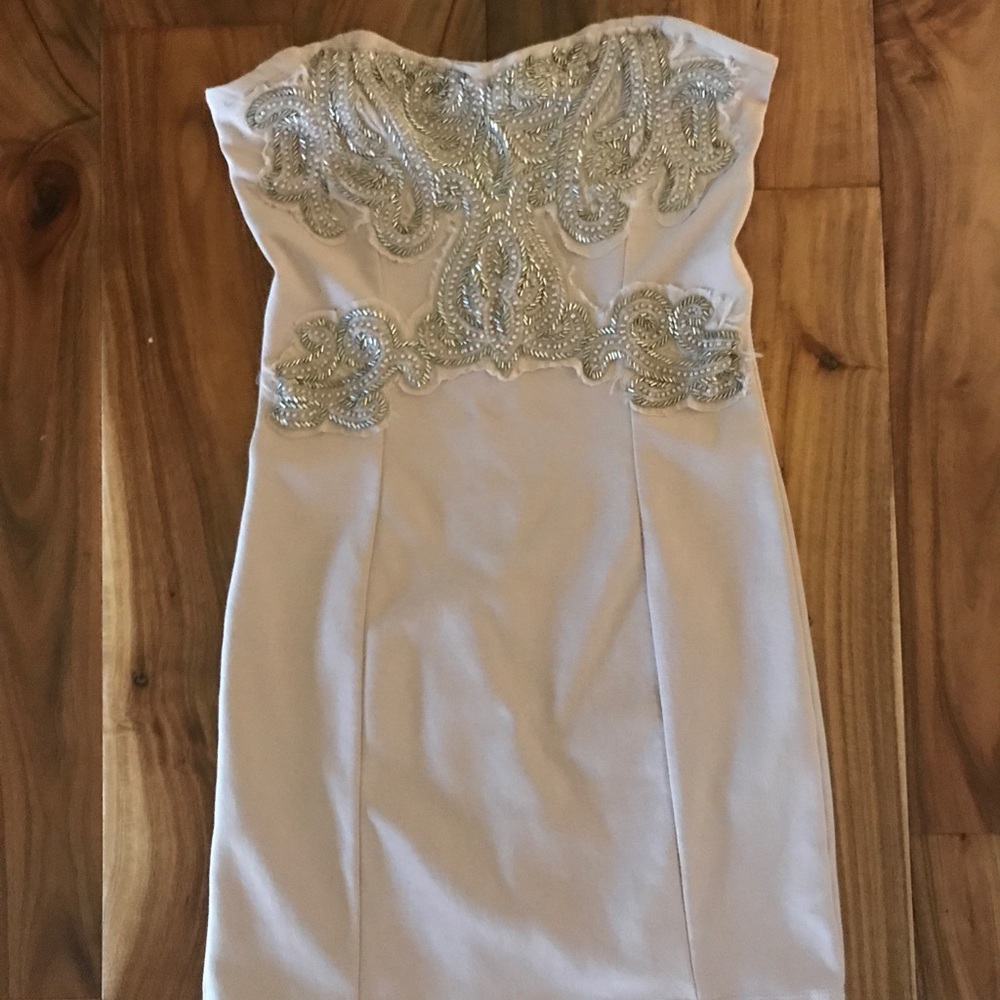 Free People nude beaded mini dress