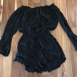 Brandy Melville black ruffled romper