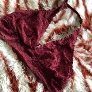 VS Pink Unlined Halter Lace Bralette
