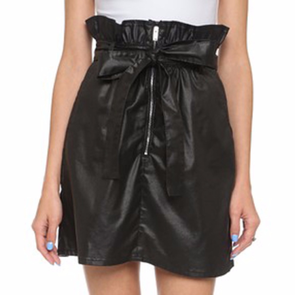 7 For All Mankind PAPER BAG WAIST SKIRT Black NWT