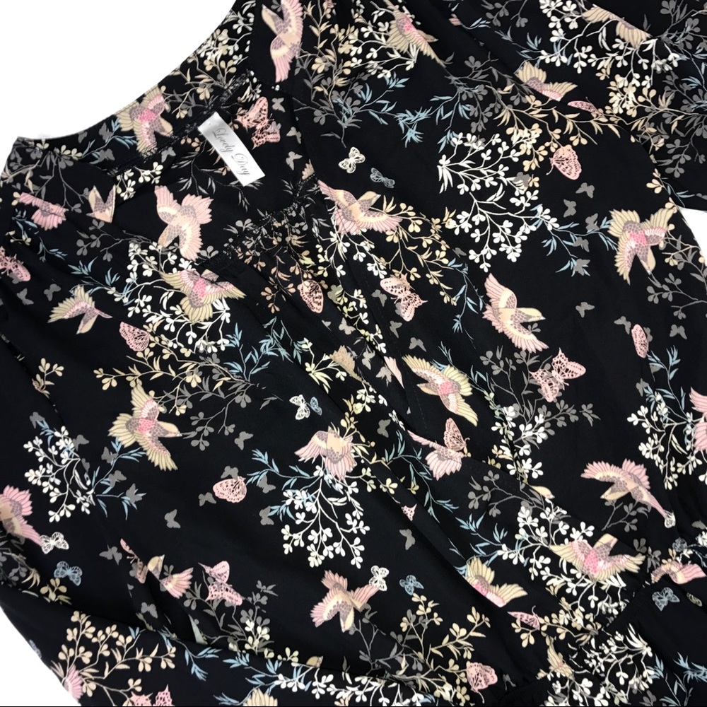 Black Lovely Day Long Sleeve Romper
