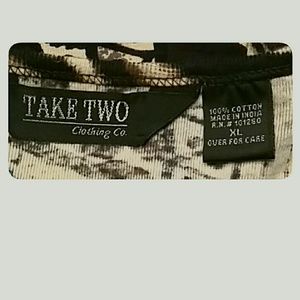Take Two Tops - Zebra Animal Print Top Short Sleeve Brown Cream XL Take Two Tops - Zebra Animal Print Top Short Sleeve Brown Cream XL
