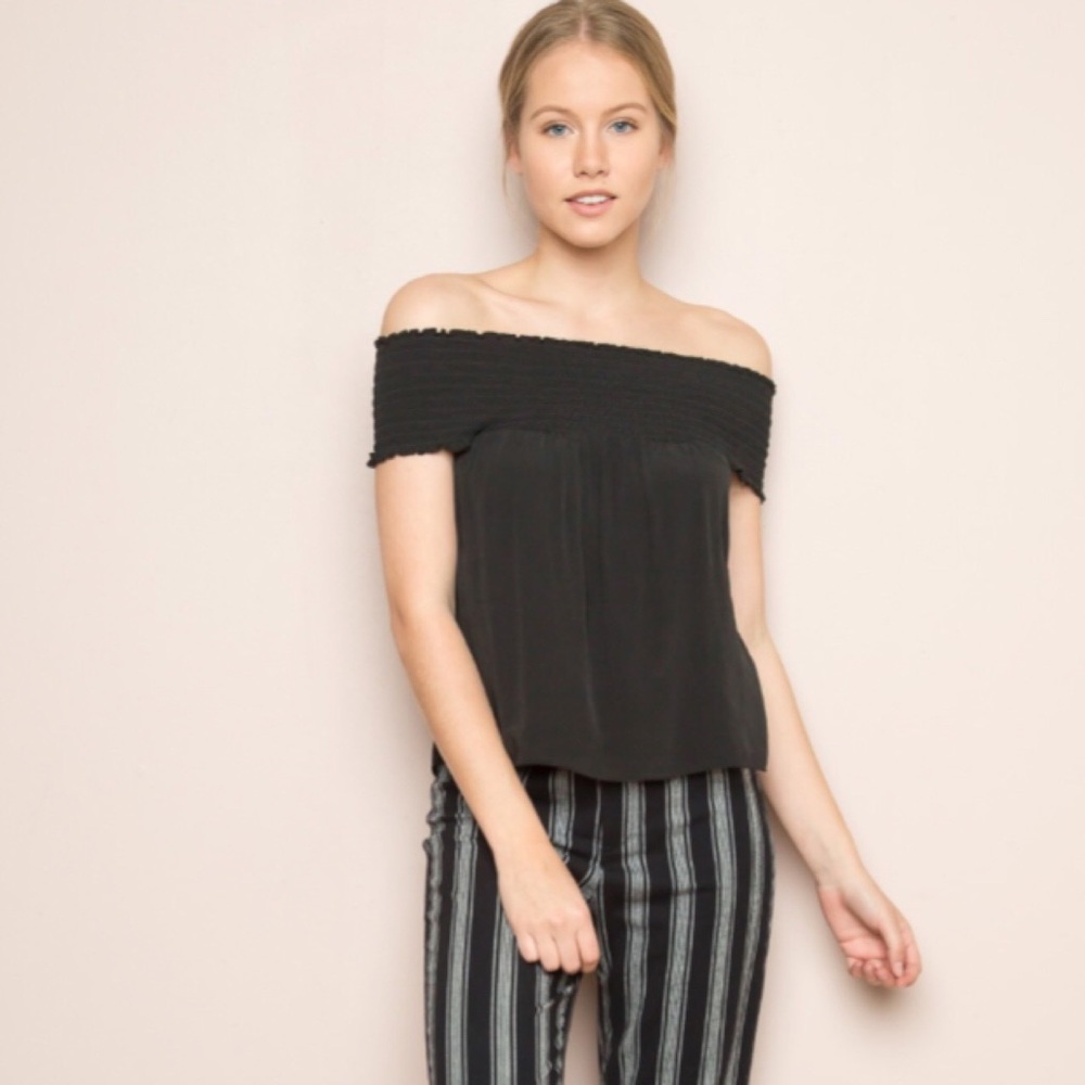 Brandy Melville Black Off the Shoulder Seymour Top