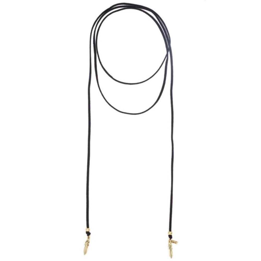 Vannessa Mooney Gold Feather Wrap Suede Choker