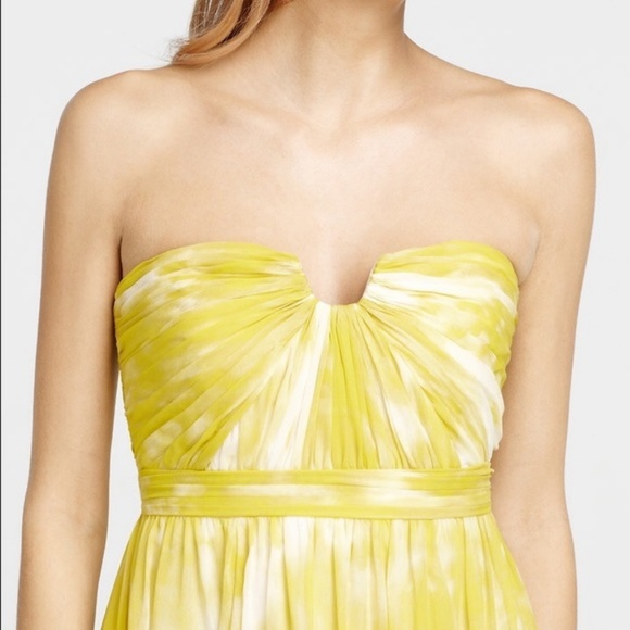 Rare! Ann Taylor Yellow "Butterfly Whispers" Silk Chiffon Pleated Dress 6 - Picture 3 of 4