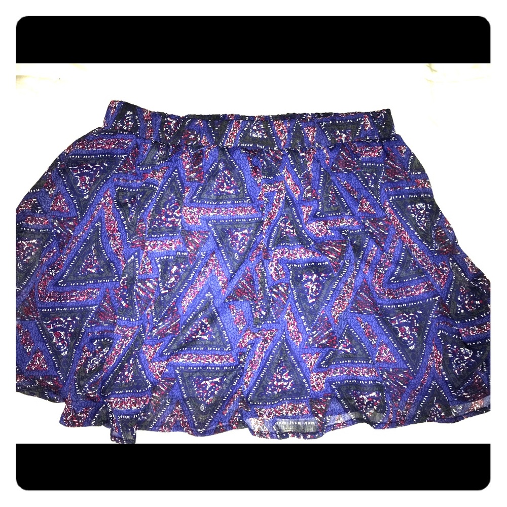 Blue and black plus size skater skirt.