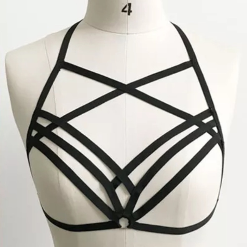 LAST: Black Strappy Caged Bralette Harness - NWT - Picture 2 of 4