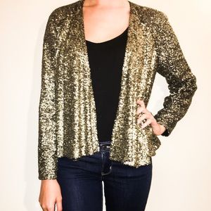 Functional brand gold sequined swing jacket