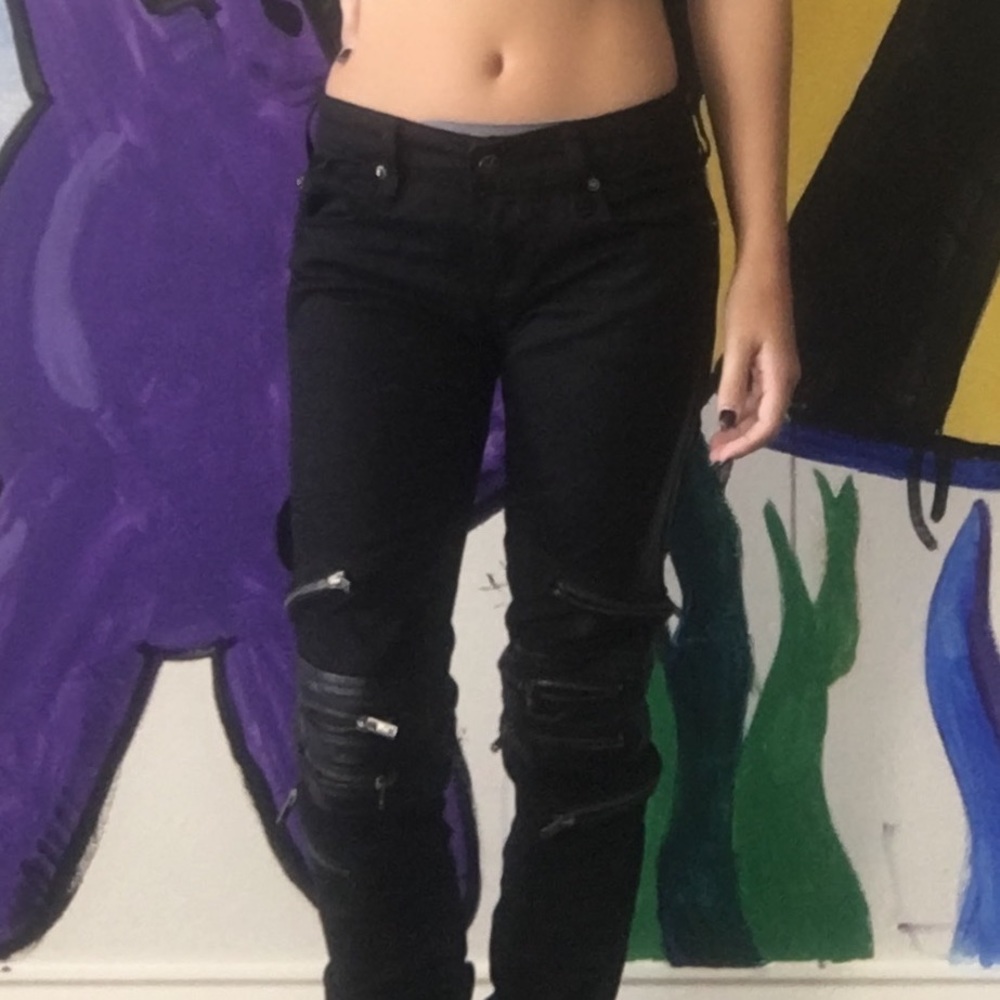 Tripp NYC zip up moto jeans