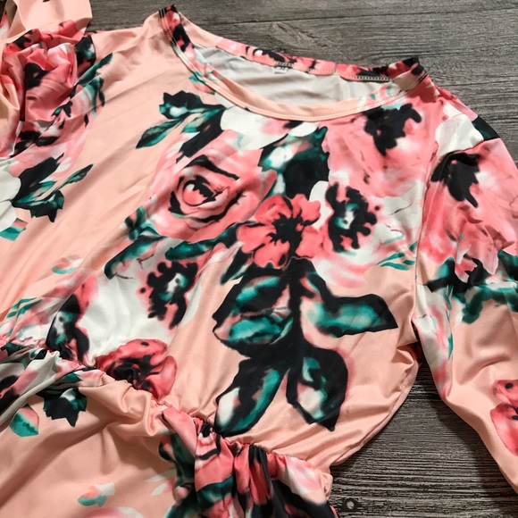 B2G1♦️Floral Long Sleeve Maxi Dress Coral Pink - Picture 3 of 5