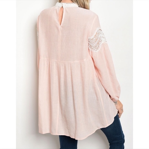 Baby Doll Peach Top with Lace Accents - Picture 2 of 8