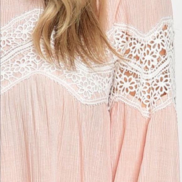 Baby Doll Peach Top with Lace Accents - Picture 3 of 8