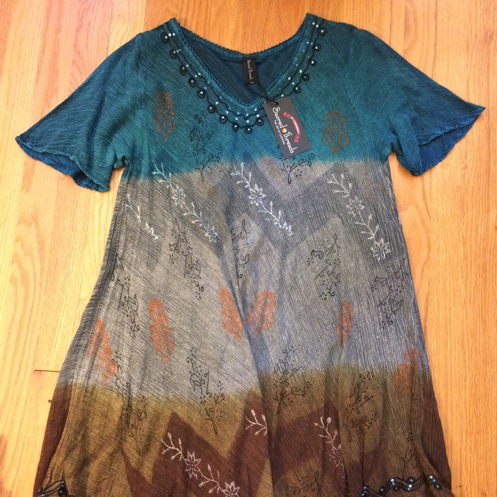 New Boho Swing Dress w/beads