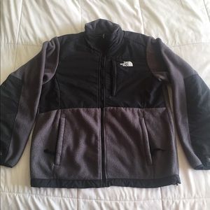 Grey and Black North Face Denali Fleece Jacket