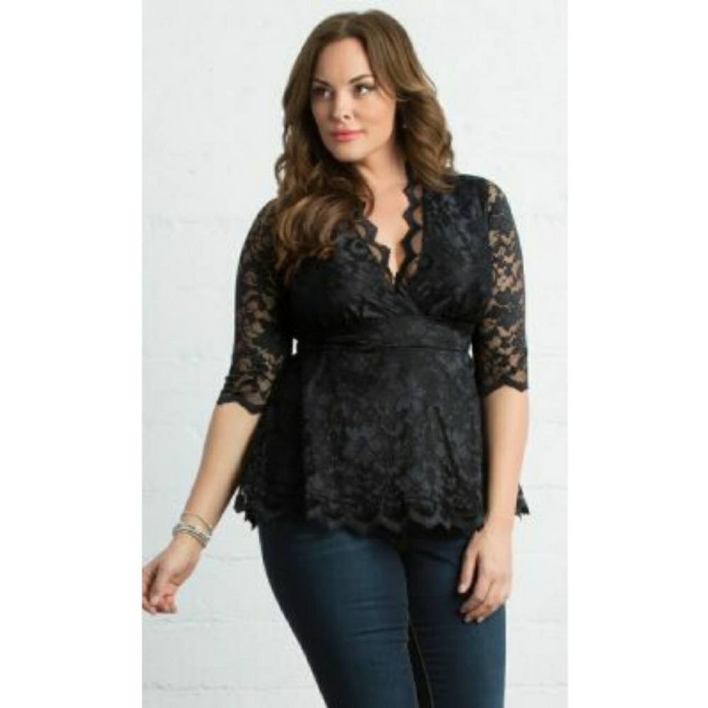 Kiyonna Black Linden Lace Top