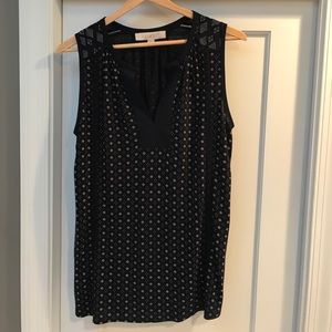 Navy patterned rayon blouse