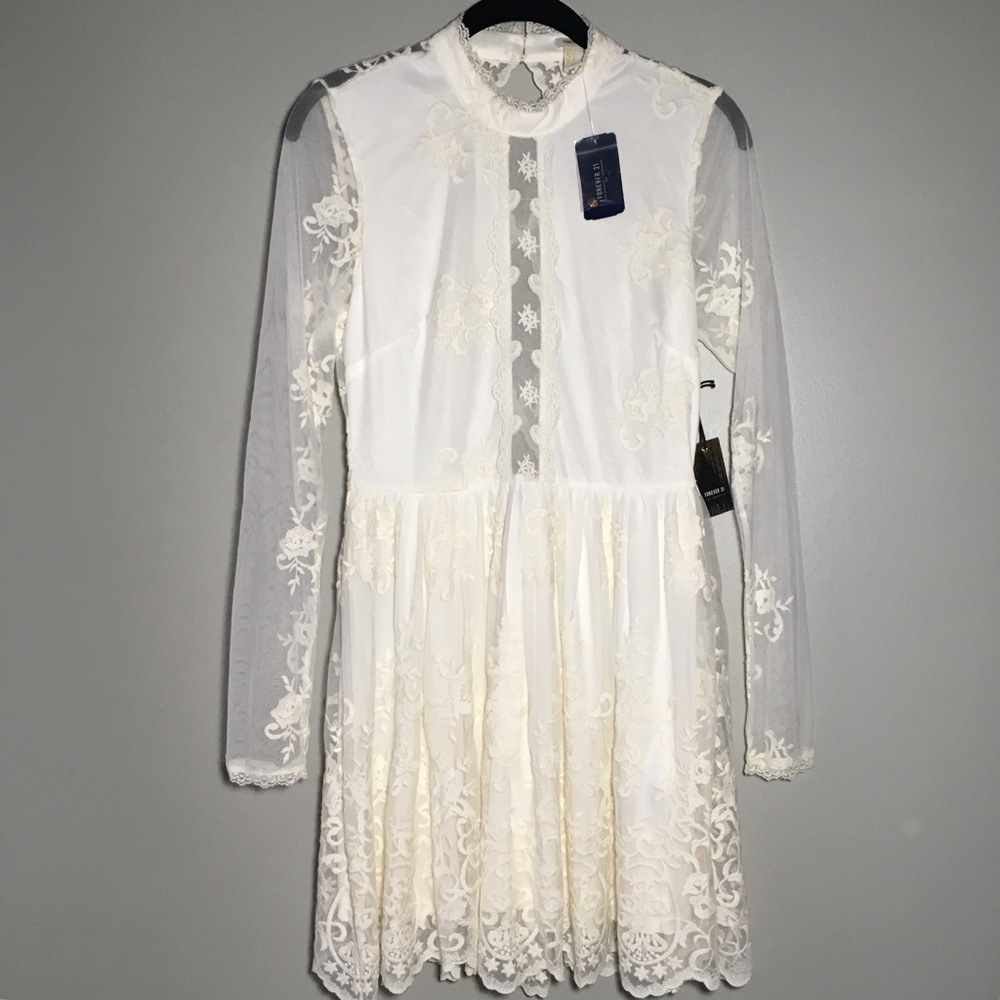 Ivory White Lace Overlay Dress Forever 21